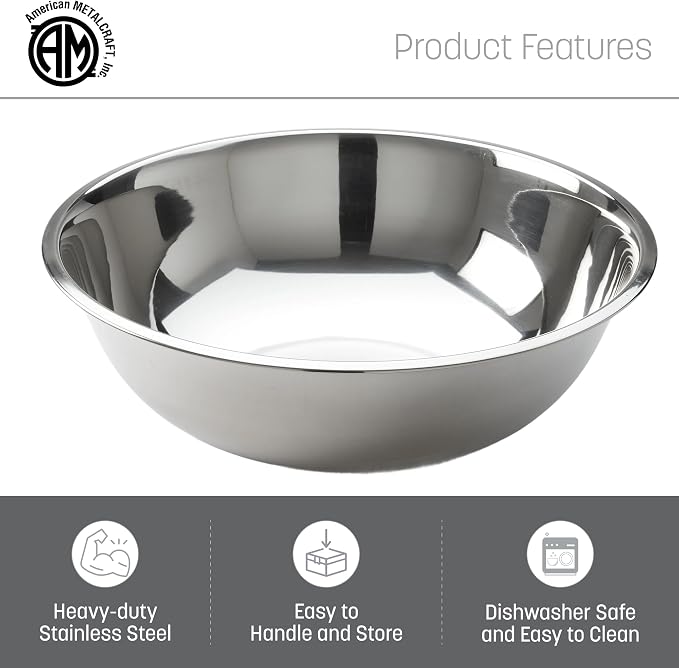 American METALCRAFT, Inc. SSB400 Stainless Steel Mixing Bowl, 10.5' Diameter, Silver, 4-Quart - Image 3