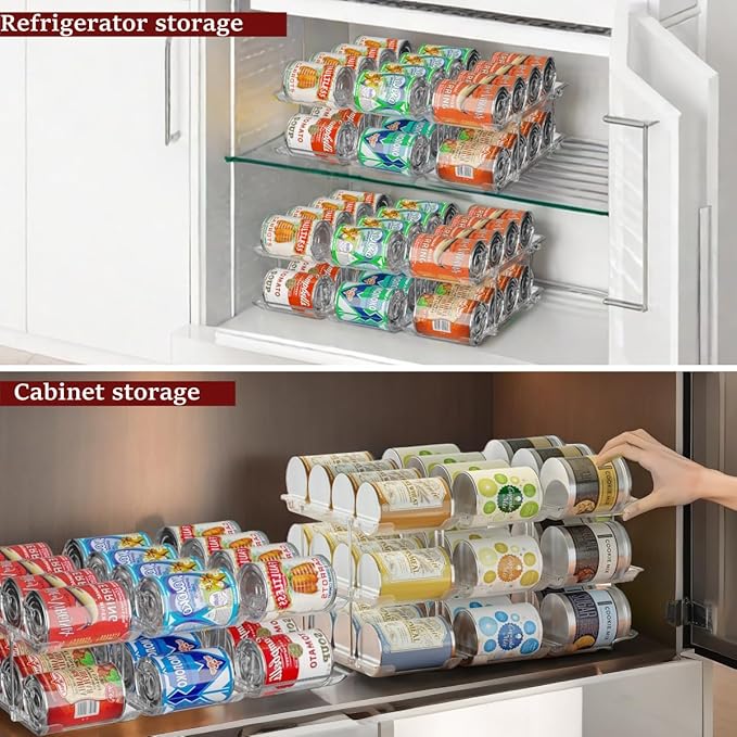 Can Organizer for Pantry, 3 Tier Rolling Can Storage Organizer Pantry | Automatic Rolling, Holds 36 Cans, Modular Combination, Clear, Fits Cabinets, Pantry & Fridge, Easy Access, Space Saving - Image 5