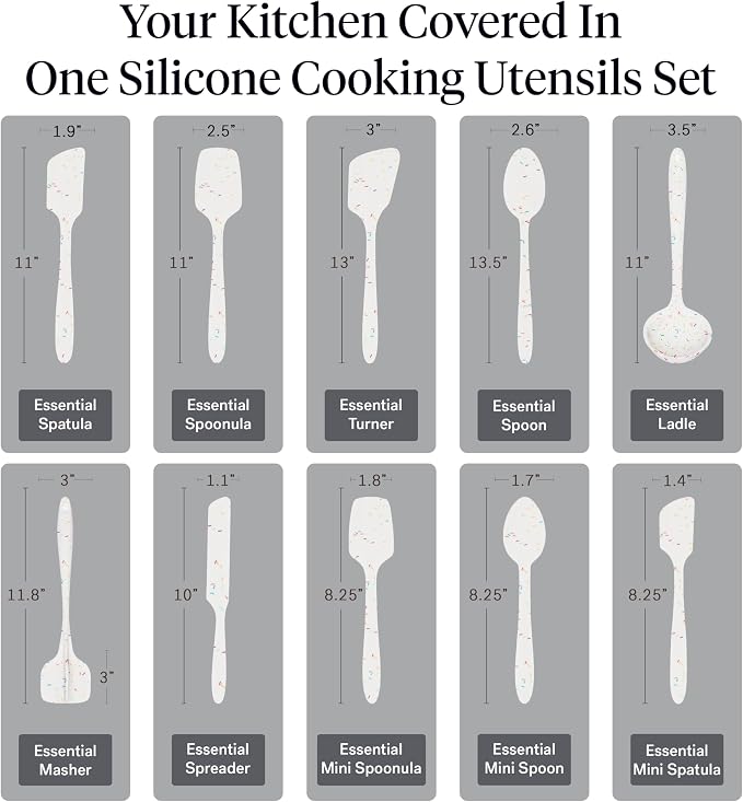 GIR: Get It Right 10-Piece Silicone Ultimate Kitchen Utensil Set – Spatulas, Ladle, Flip, Spoons, Whisk, Peeler & Spoonula – Nonstick, Non-Toxic, Heat-Resistant – Sprinkles - Image 3