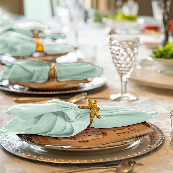 50 Pack Sage Green Cloth Napkins, 16 x 16 Inch Cotton with Fringe Settings | Handmade washable reusable cotton dinner napkins in bulk for weddings, parties, rustic boho table settings - Image 7