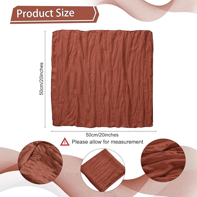 LZY 30 Pack Gauze Cheesecloth Napkins 20x20 Inch Dinner Cloth Napkins, Soft Boho Table Napkins Rustic Wrinkled Cheese Cloth Napkins Bulk for Wedding Party Baby Shower Event Decor (Terracotta) - Image 2