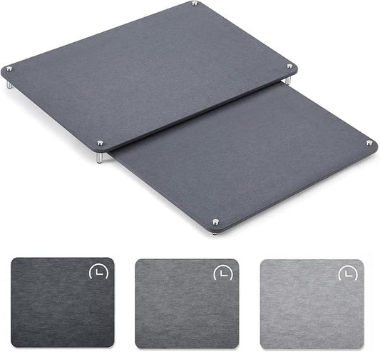2 Tiers 20"x16" & 16"x12" Extra Large Nesting Stone Dish Drying Mats for Kitchen Counter Absorbent Quick Dry Diatomaceous Earth Mat with Non-slip Feet for Pot Dishes Tableware (Dark Gray) by Ferrochef