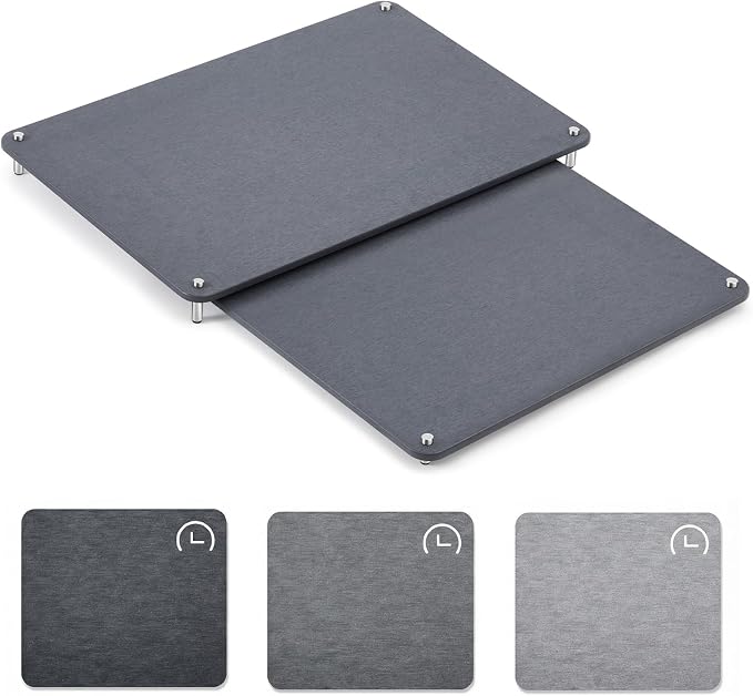 2 Tiers 24"x16" & 20"x16" Large Nesting Stone Dish Drying Mats for Kitchen Counter Absorbent Quick Dry Diatomaceous Earth Mat with Non-slip Feet for Pot Dishes Tableware (Dark Gray) by Ferrochef