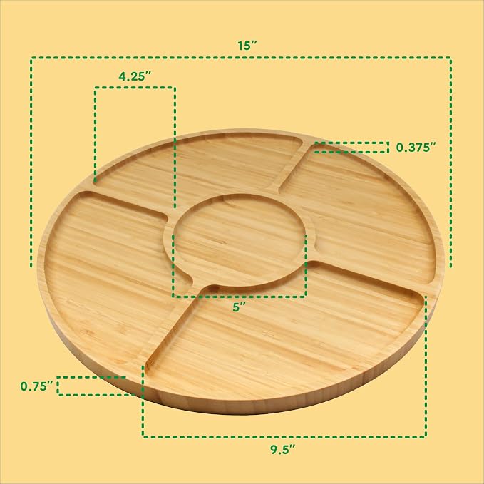Bamboo Serving Tray - 15" - 5 Compartment - 30 Trays - Image 4
