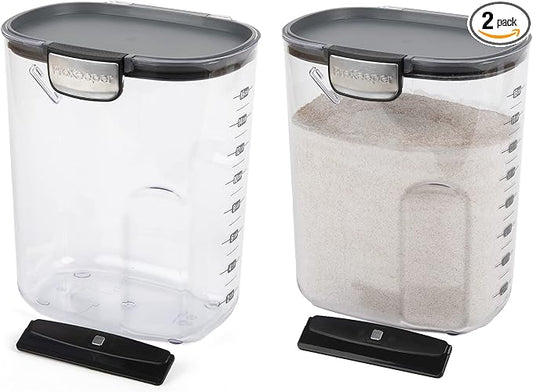 Progressive International ProKeeper+ Clear Plastic Airtight Food Baker's Kitchen Storage Organization Container Canister Set with Magnetic Accessories, 2- Piece Set (Flour 4-Quart) by ProgressiveInternational