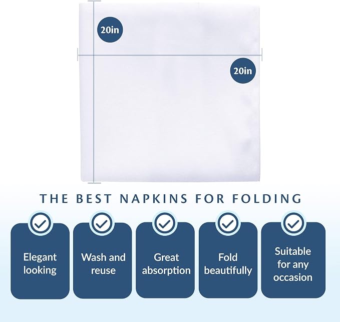 Restaurant Quality 100% Cotton Dinner Cloth Napkins, 20x20 Bulk Set of 60 | Elegant Clean-lined Hemmed Edges, Square Shape for Weddings, Hotels, Restaurants, And Classy Home Dinners - Image 7