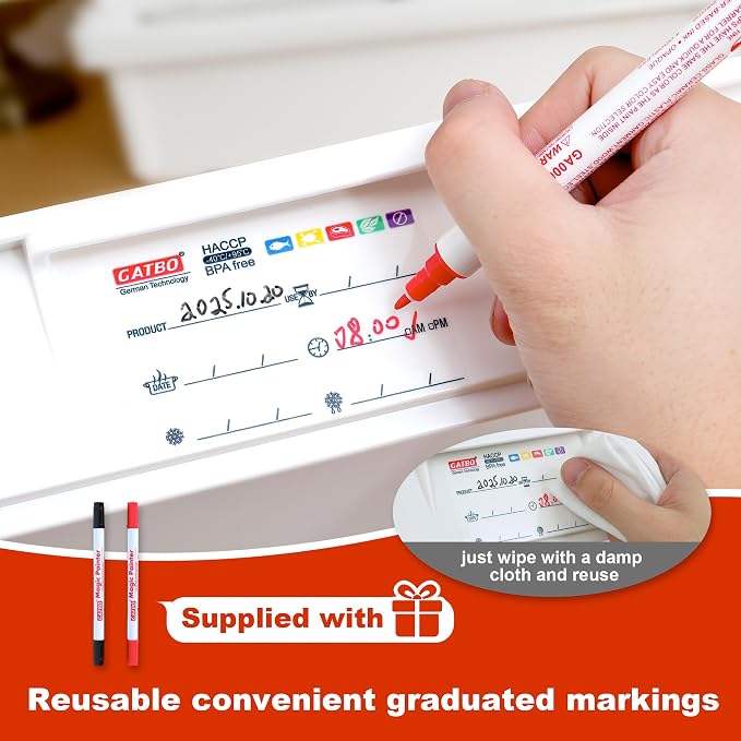 Pizza Dough Proofing Box with Lid, Commercial Food Grade Stackable Bread Proofing Container with Label Sticker & 2 Erasable Markers, BPA Free, Fits Up to 6 Dough Balls - Image 4