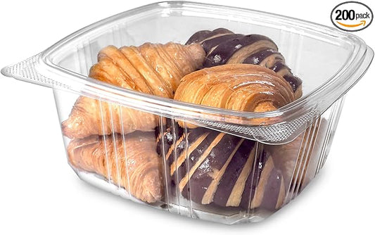 64oz RPET Clear Hinged Lid Deli Container - 200Pcs by CleverPackaging