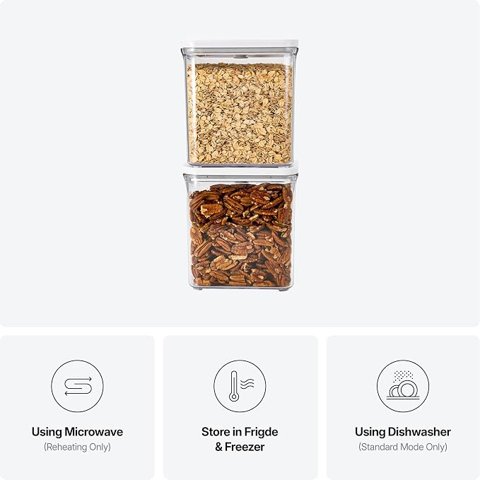 VAKUEN Premium Airtight Food Storage Containers, Rectangular 2PC-SET(2.11qt), Smart One-Click Seal Lid, 100% Leak Proof, Keep Food Fresh Longer, BPA-FREE, Dishwasher/Freezer & Microwave Safe - Image 4