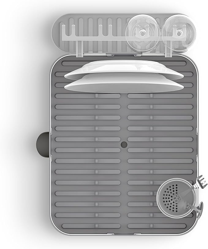 Umbra Holster Dish Rack– Molded Plastic Dish Drying Rack with Drainage Spout, Charcoal - Image 15