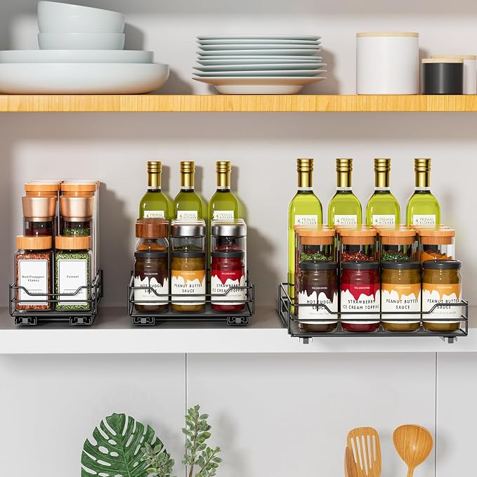 RCHYFEED Pull Out Spice Rack Organizer, 1 Tier,4.5" Wx10.5 Dx2.5 H | Heavy Duty Slide Out for Inside Cabinet & Pantry, Kitchen Cabinet Seasoning Organizer,Vertical Spice Racks Storage Spices - Image 4