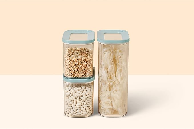 Mepal - Storage Container Modula 3-Piece Set – Clear Food Container with Lid - Kitchen Organizers & Plastic Storage Boxes – Stackable & Airtight - 1x 2000 ml & 2x 1000 ml - Nordic Green - Image 2