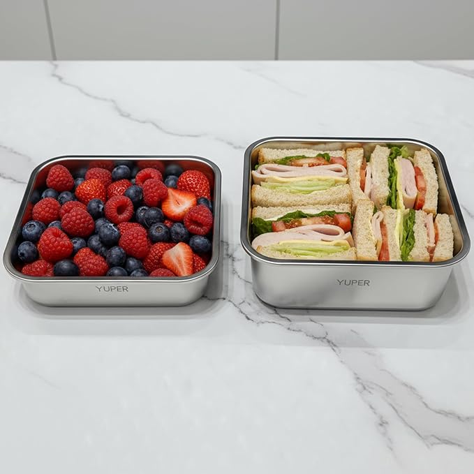 YUPER Stainless Steel Food Containers, 2 Pack (40+67OZ) | Meal Prep Containers with Lids, Perfect for Sandwiches, Fruits, Snacks, Lunch and Leftovers Storage - Image 3