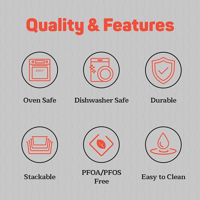 Emporio Kitchen Baking Pan Set - Nonstick Coating, Carbon Steel Bakeware Set with White Silicone Handle, PFOA, PFOS, PTFE Free, Recipe Booklet Included, Oven Safe Tray (Up To 450° F), Set of 6 - White - Image 3