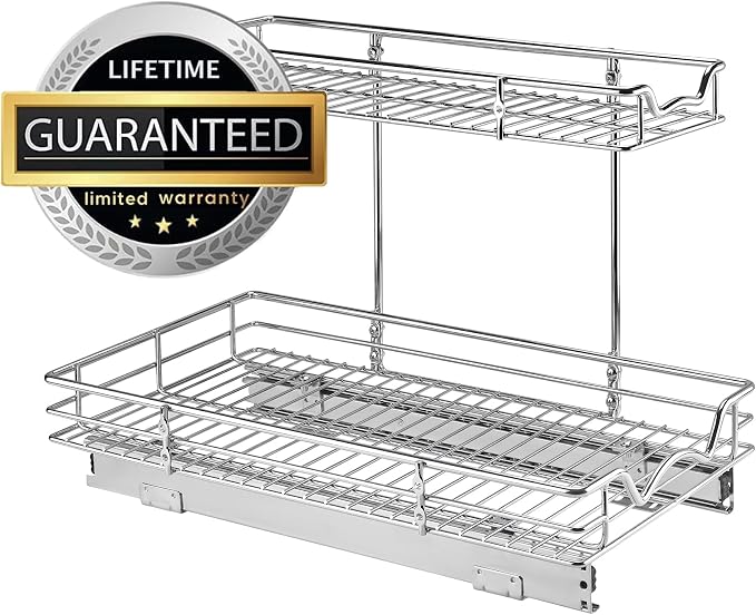 HOLDN’ STORAGE Under Sink Organizers and Storage, 11" W x 21" D x 15" H | 2-Tier Under-Sink Organizer, Full-Extension Slides, Keeps Cleaning Supplies, Bottles & Essentials Easy To Reach - Image 4