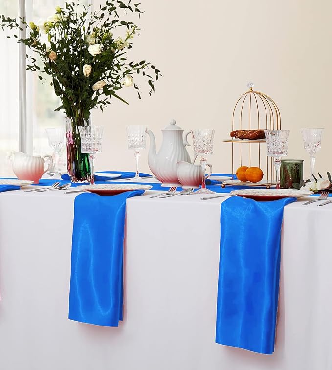 MDS® Pack of 100 Satin Napkins 12 x 12 Inch, Soft Silky Reusable Cloth Dinner Table Napkins for Wedding Décor, Reception, Birthday, Parties, Banquets, Catering, Restaurants & Hotel - Blue - Image 5