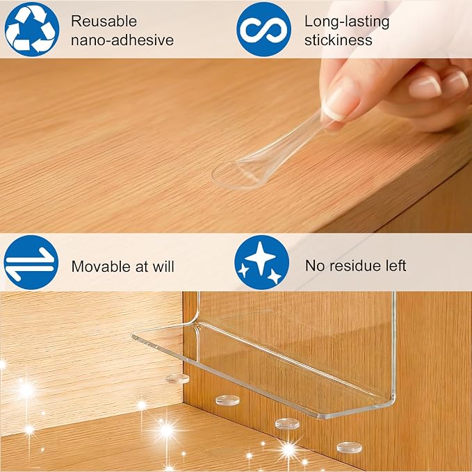 SortNStore Shelf Dividers for Closet Organization: 10" Tall x 12" Deep | Adhesive Separators Features Acrylic Material and Provides Storage for Clothes and Purses in Bedroom Cabinets(8-Pack) - Image 3