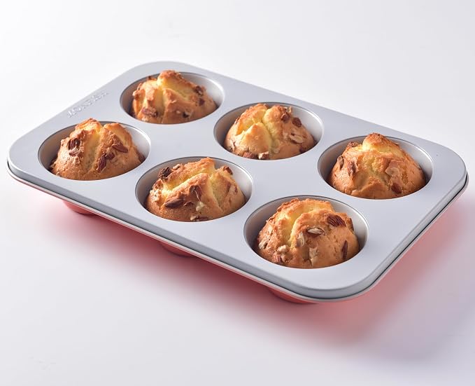 Jumbo Muffin Pan-Large Cupcake Pan Non Stick 6 cup 3.5x1.77 inch Carbon Steel muffin tin for home baking non stick by monfish