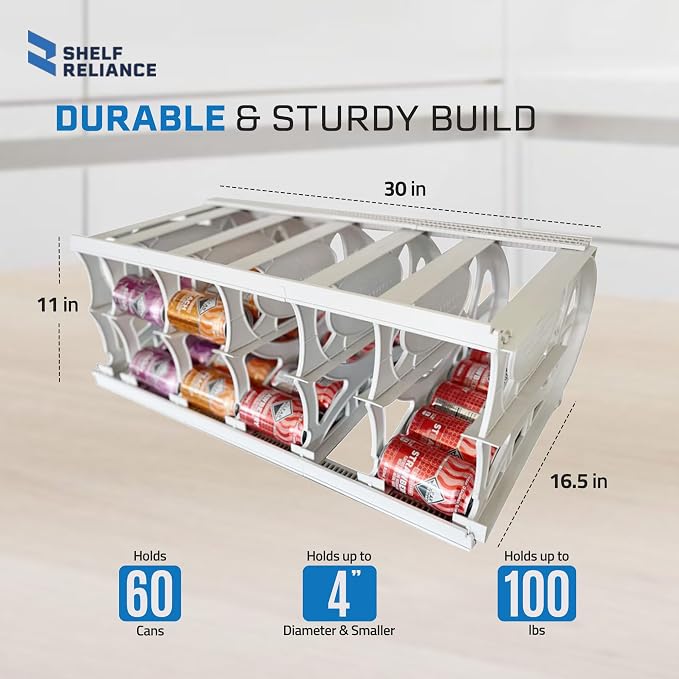 Cansolidator Pantry Plus - 1-Pack Can Organizer for Pantry, Stackable Soda Can Storage for Kitchen, Holds 60 Cans of Food or Soda - Image 5