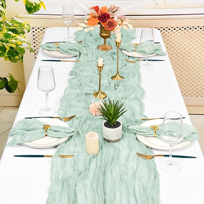 36 Pack Sage Green Cloth Napkins, 16 x 16 Inch Cotton with Fringe Settings | Handmade washable reusable cotton dinner napkins in bulk for weddings, parties, rustic boho table settings - Image 6