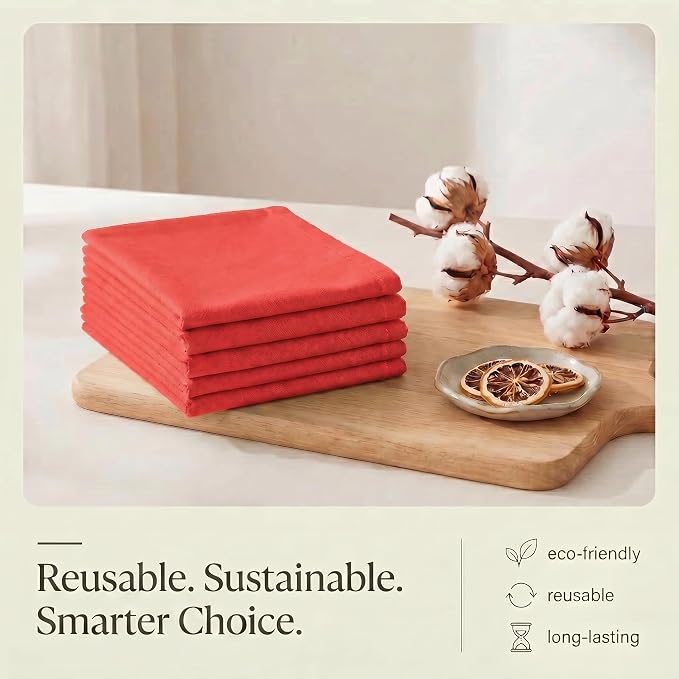 Urban Villa Kitchen Towels Cotton Dish Towels 20”x30” (Set of 6) Red - Image 8