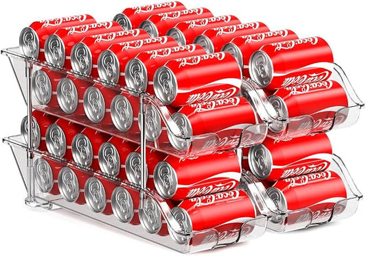 Stackable Soda Can Organizer for Pantry or Fridge, Holds 48 Cans | Heavy-Duty, Clear PET, Space-Saving Drink Organizer, Gravity Rolling, Pop can & Food can Dispenser/Storage/Container by Sotfamily