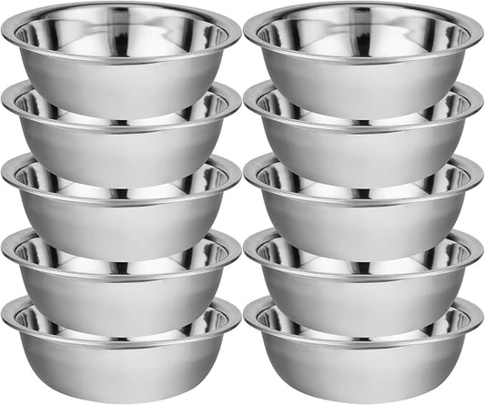 10 Pack 9.45 x 2.68 Inch Stainless Steel Mixing Bowls for Bulk Food Prep with Nesting Design for Hotel Restaurant and Home Kitchen Cooking in Silver by Unknown