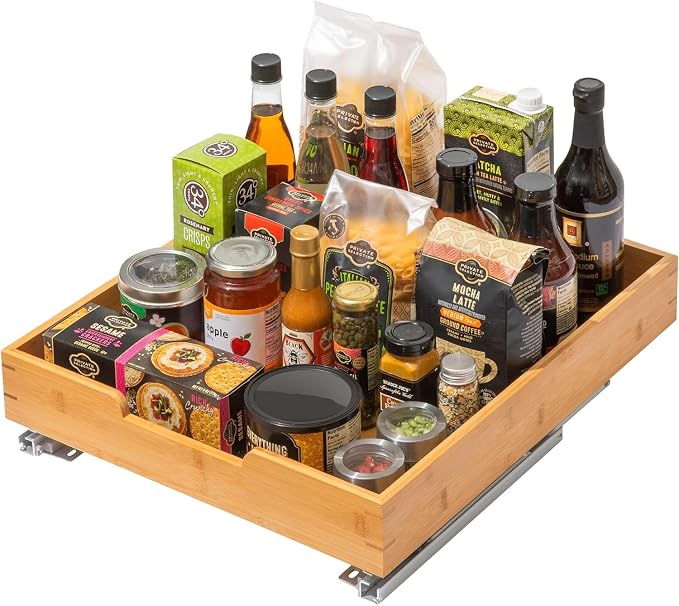 HOLDN’ STORAGE Bamboo Wooden Pull Out Cabinet Organizer 17"W x 21"D | Bamboo Tray and Heavy Gauge Metal Rails, W/Lifetime Limited Warranty, Fits 18.25"W x 21"D Cabinets - Image 9