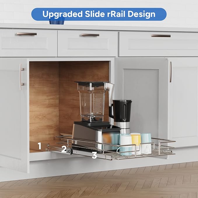 ROOMTEC Pull Out Cabinet Organizer, 1 Tier, Heavy Duty Slide Out Kitchen Cabinet Organizers, Smooth Drawer, Fits 12"+ Cabinets - Image 5