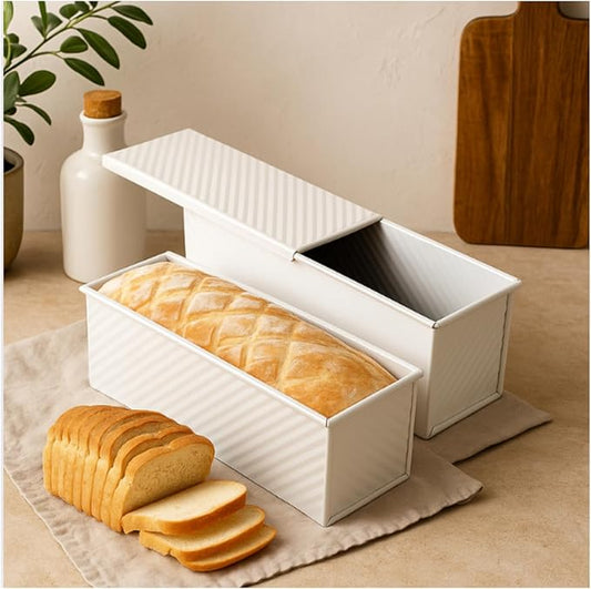 2-Pack 13x5 Pullman Loaf Pan & Lid, Aluminized Steel, Nonstick by Spmarkt-EasyBakingHome