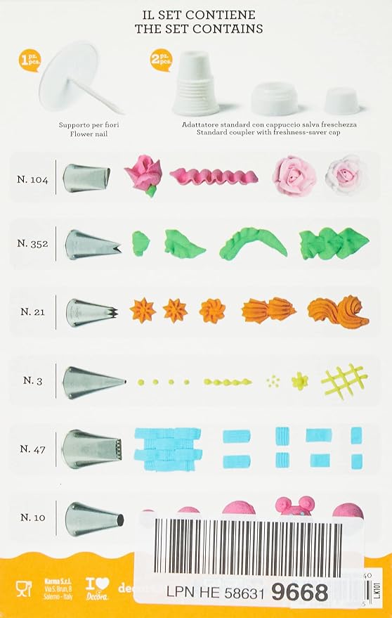 DECORA 9 Pcs Starter Set for Piping Decoration, Stainless Steel Silver, 17.5 x 11 x 5.5 cm - Image 3