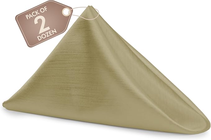17 x 17-Inch Shantung Satin Cloth Napkins, Cafe, Set of 24 by UltimateTextile