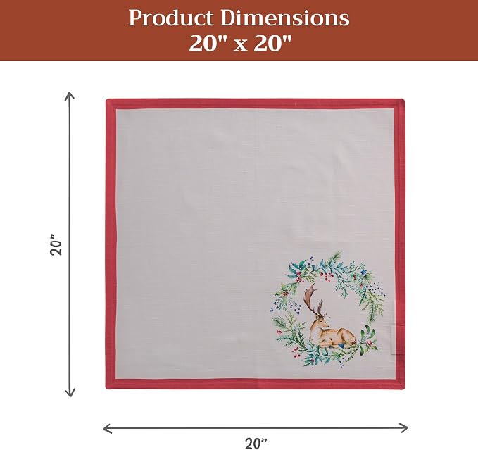 Maison d' Hermine Cloth Napkins Set of 4 Reusable 100% Cotton (20" x 20") | Everyday Square Napkins Cloth Washable Dinner Wedding Restaurant Hotel Kitchen Thanksgiving Christmas - Holly Time - Image 7