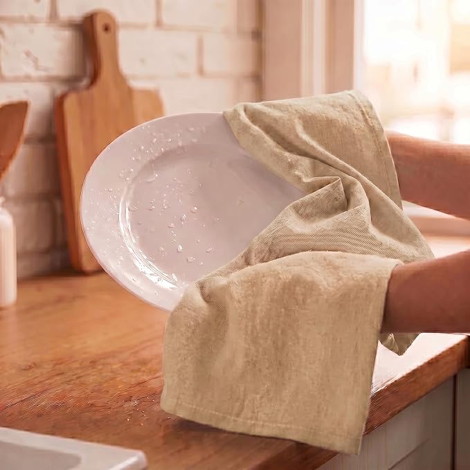 Urban Villa Kitchen Towels Cotton Dish Towels 20”x30” (Set of 6) Ivory - Image 7