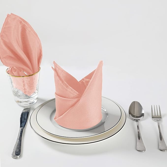 Cloth Napkins 17x17 inch Washable Polyester Dinner Napkins Soft Table Napkins for Wedding Party Dining Banquet(Dusty Pink,50PCS) - Image 6