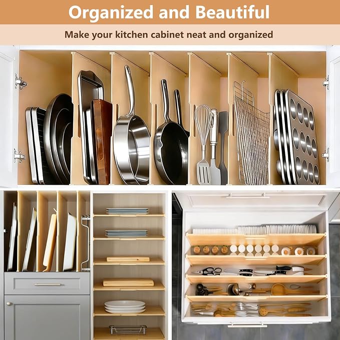 Celestite Wooden Tray Dividers for Cabinets, Cookie Sheet Organizer for Cabinet, Baking Sheet Pan Organizer for Kitchen Organizers and Storage (6 Pcs 23"x23") - Image 6