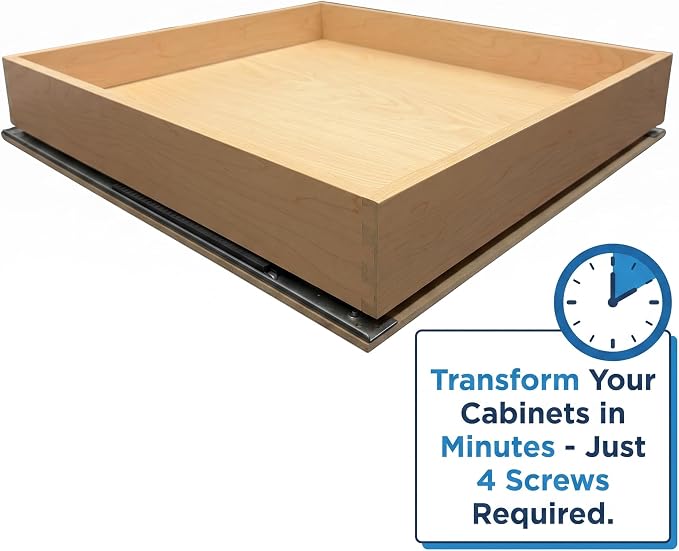 HardRock MDF Pull-Out Cabinet Drawer Organizer 14"W x 18"D | Heavy Duty (100Lbs) Wooden Pullout Inserts, Soft Close Sliding Shelf for Kitchen Cabinets, Pantry, Storages - Fully Assembled - Image 9