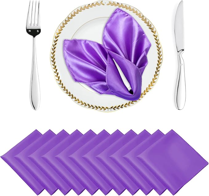 MDS® Pack of 100 Satin Napkins 12 x 12 Inch, Soft Silky Reusable Cloth Dinner Table Napkins for Wedding Décor, Reception, Birthday, Parties, Banquets, Catering, Restaurants & Hotel - Lavender by MDS