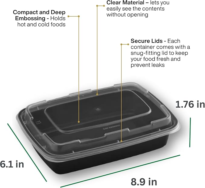150 Pack 28 oz Rectangular Meal Prep Containers with Lids, BPA-Free Plastic Food Storage Containers, Freezer & Microwave Safe, To Go Food Containers for Meal Prep, Leftovers & Snacks - Image 6