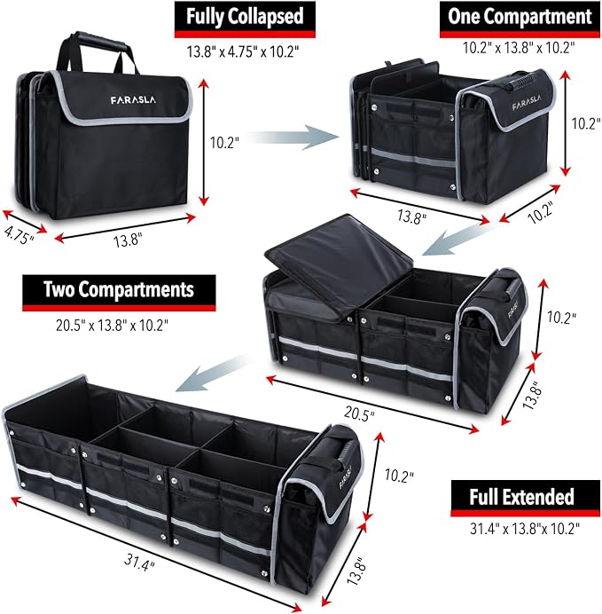 Waterproof Car Trunk Organizer with Cooler Bag | Collapsible Storage, Foldable Cover, Removable Leakproof Cooler, Adjustable Securing Straps, Fits SUVs and Trucks - Image 2