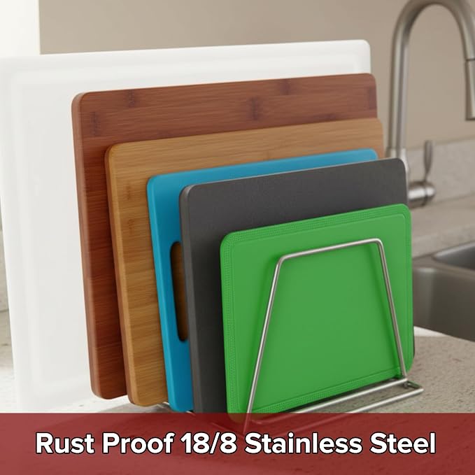 Thirteen Chefs Stainless Steel Cutting Board Rack - Holds 6 Boards up to 3/4" Wide - NSF Approved for Commercial Kitchens - Image 3