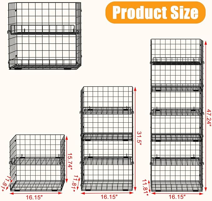 JKsmart 6-Tier XXL Stackable Wire Basket, Snack Organizer for Countertop | Pantry Organizers and Storage with Dividers & Handles, Can Organizer Space Saving Storage Bins for Snacks Fruits Veggies - Image 4