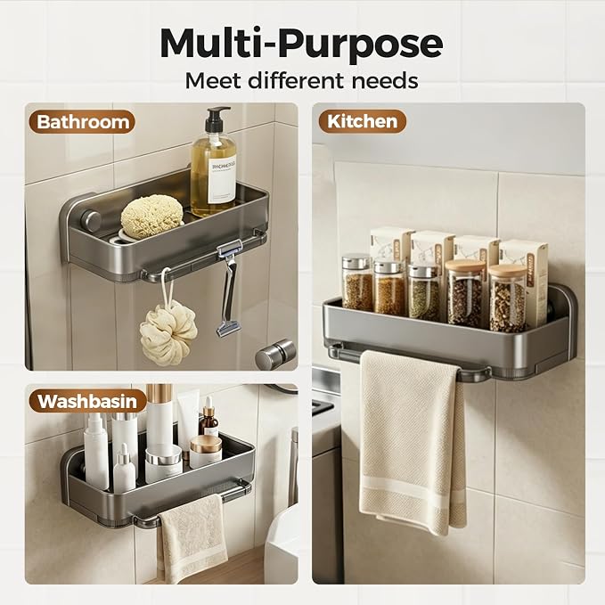 Sponge Holder for Kitchen Sink,2026 Sink Caddy Organizer with Suction Cups,Rustproof Kitchen Storage Rack for Sponge,Soap,Stopper,Brush (1, A-Grey) - Image 6