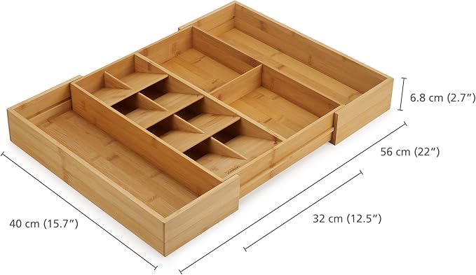 Joseph Joseph DrawerStore Expanding Silverware, Flatware, Utensil & Gadgets Organizer, Expandable in Drawer Space Saving Tray, Bamboo - Image 3