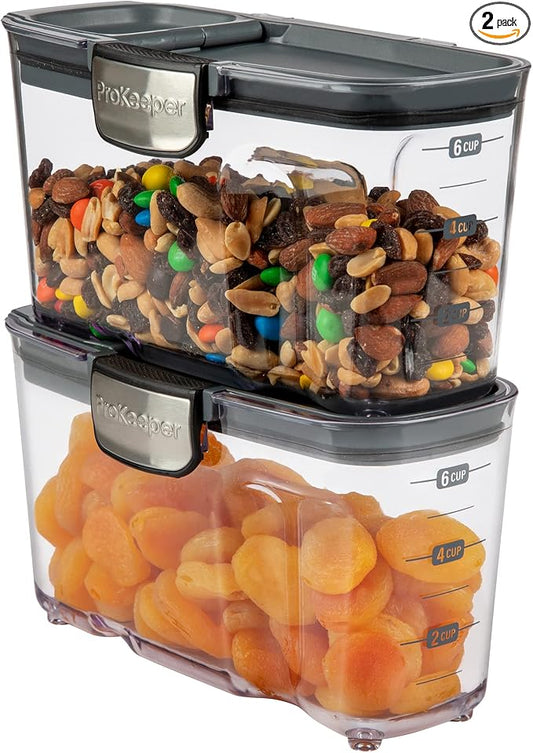 Progressive International ProKeeper+ Clear Plastic Airtight Food Baker's Kitchen Storage Organization Container Canister Set with Magnetic Accessories, 2- Piece Set (Cereal 1.5-Quart) by ProgressiveInternational