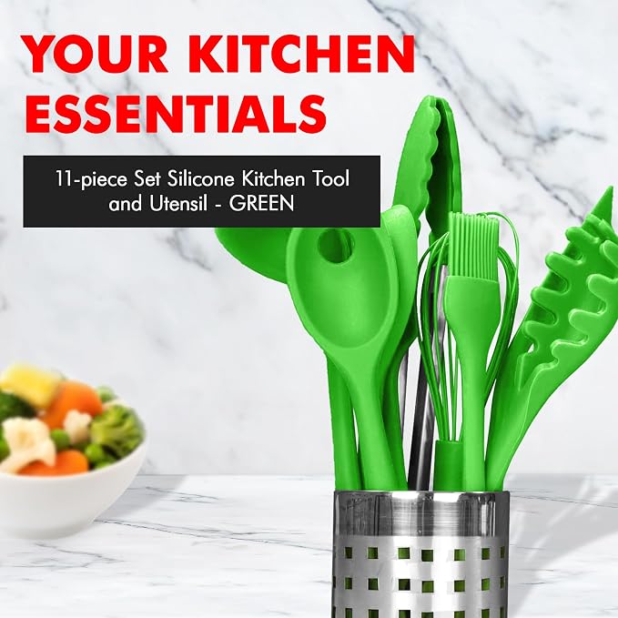 Chef Craft Premium Utensil Set Kitchen, Green, 11 Piece Set (42107) - Image 2