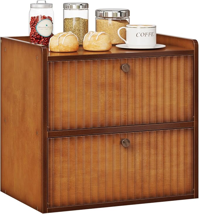 Trironsun Rustic Bread Box for Kitchen Countertop Bamboo Bread Storage Container Bin Double Layer BreadBox Farmhouse Large Capacity Food Organizer (Brown) by TrironsunHome