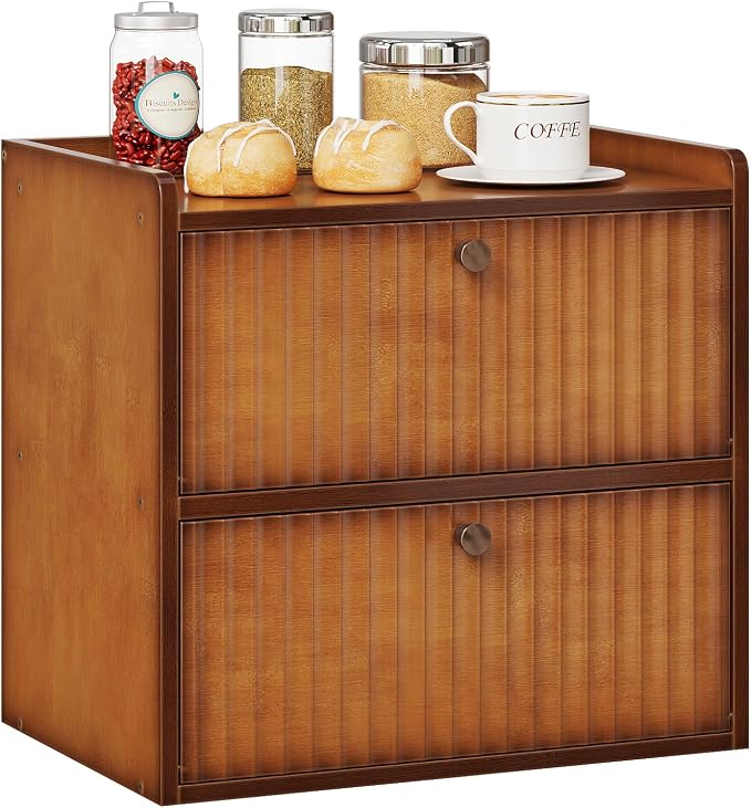 Trironsun Rustic Bread Box for Kitchen Countertop Bamboo Bread Storage Container Bin Double Layer BreadBox Farmhouse Large Capacity Food Organizer (Brown) by TrironsunHome