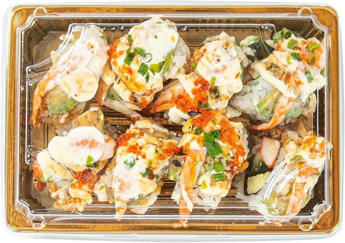 Restaurantware Plastic Sushi Trays 100 Pack of 6.5 x 4.33 x 1.57 Inch With Clear Lids Leak-Resistant Sushi Take Out Boxes Stackable Containers For Grab-And-Go - Image 11