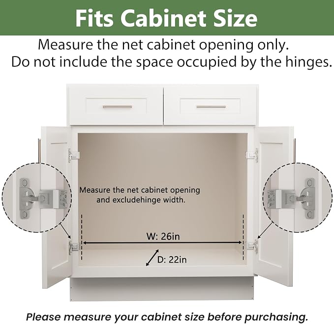 2 Tier Individual Pull Out Cabinet Organizer 25½" W x 21½" D, Heavy Duty Cabinet Pull Out Shelves, Slide Out Drawers Organization for Kitchen Cabinets Bathroom - Image 4